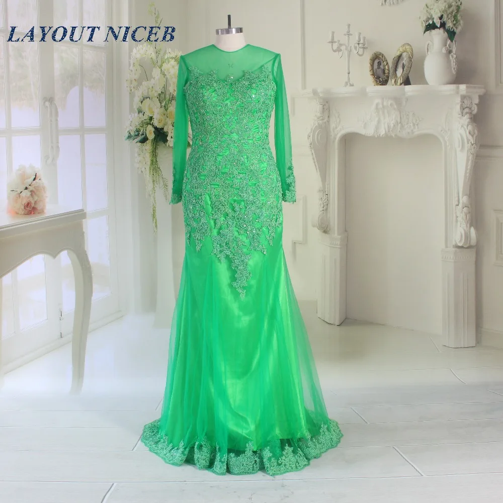 Элегантные вечерние платья русалки с длинными рукавами 2017 Robe De Soiree кружевные