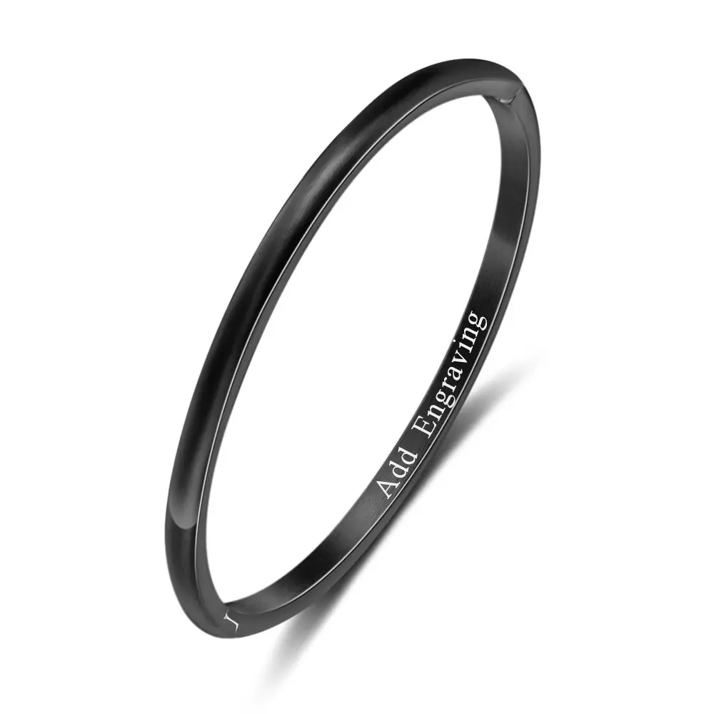 Black Personalized Name Engraved Screw Bracelets& Bangles 3 Colors Women DIY Bracelets Fashion Jewelry Gift(BA102307 - Окраска металла: Black