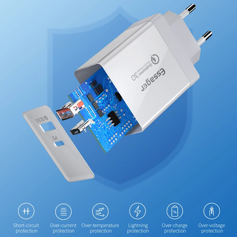 Type c PD 36 Вт QC3.0 FCP протокол с двумя портами USB быстрая зарядка 3 0 портативное