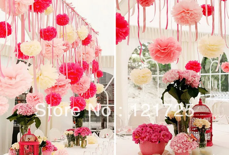 

10pcs 25cm(10inch) Tissue Paper Pom Poms Wedding Party Decor Craft Paper Flower For Wedding Decoration