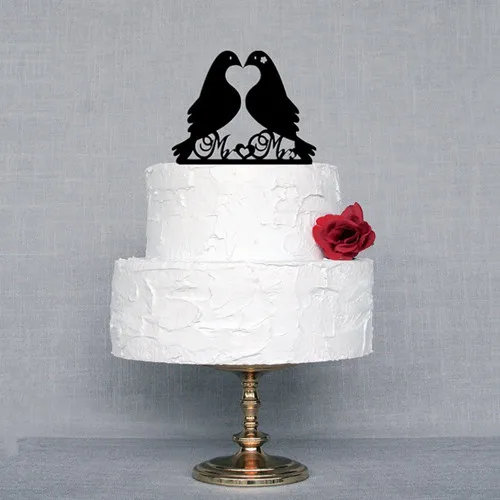 Свадебные украшения для торта с двумя любящими птицами Mr &amp Mrs 10 шт./лот