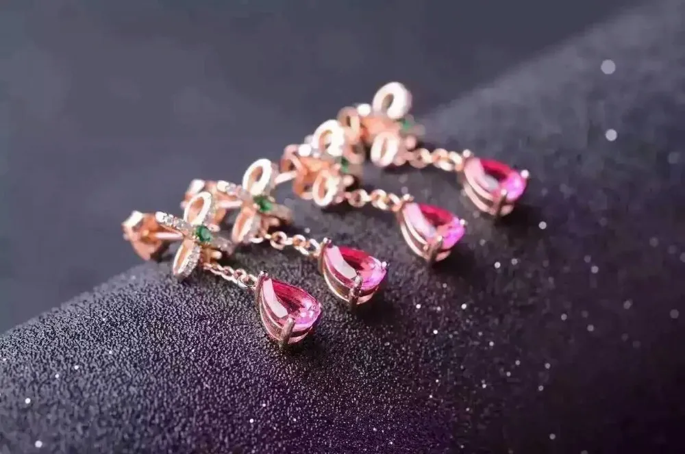 Серьги-капли с натуральным розовым топазом, 925 серебро, серьги с натуральным драгоценным камнем, Женские Романтические модные серьги в форме бабочки