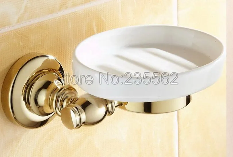 Золотой Латунный аксессуар для ванной комнаты настенный держатель мыльницы