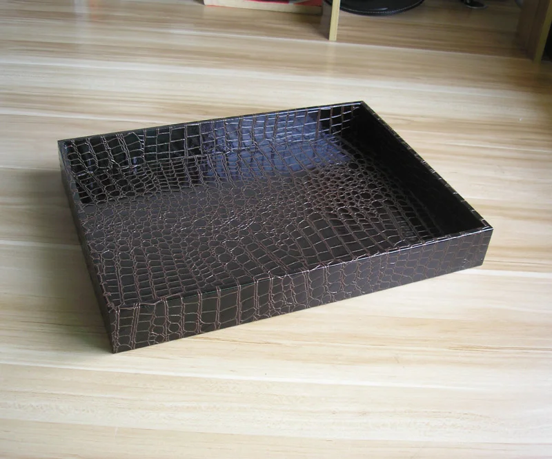 

Large Rectangular Storage Tray Tea Serving Tray EU Wooden Leather Fruit / Coffee/Snacks Tray Modern Teaware Home Barware Gift