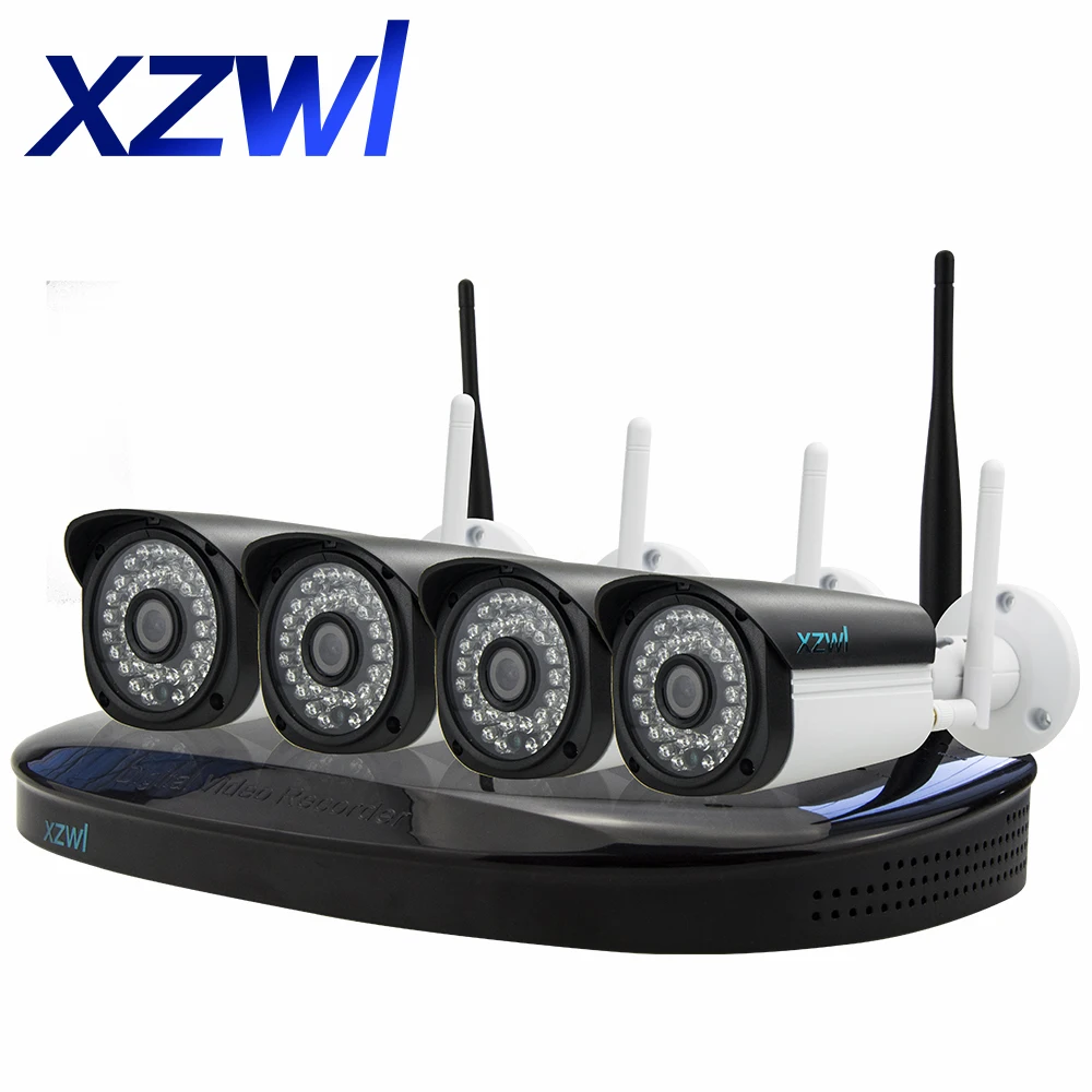 4CH Беспроводной NVR системы видеонаблюдения 720 P ip камеры WiFi Всепогодный ИК ночного