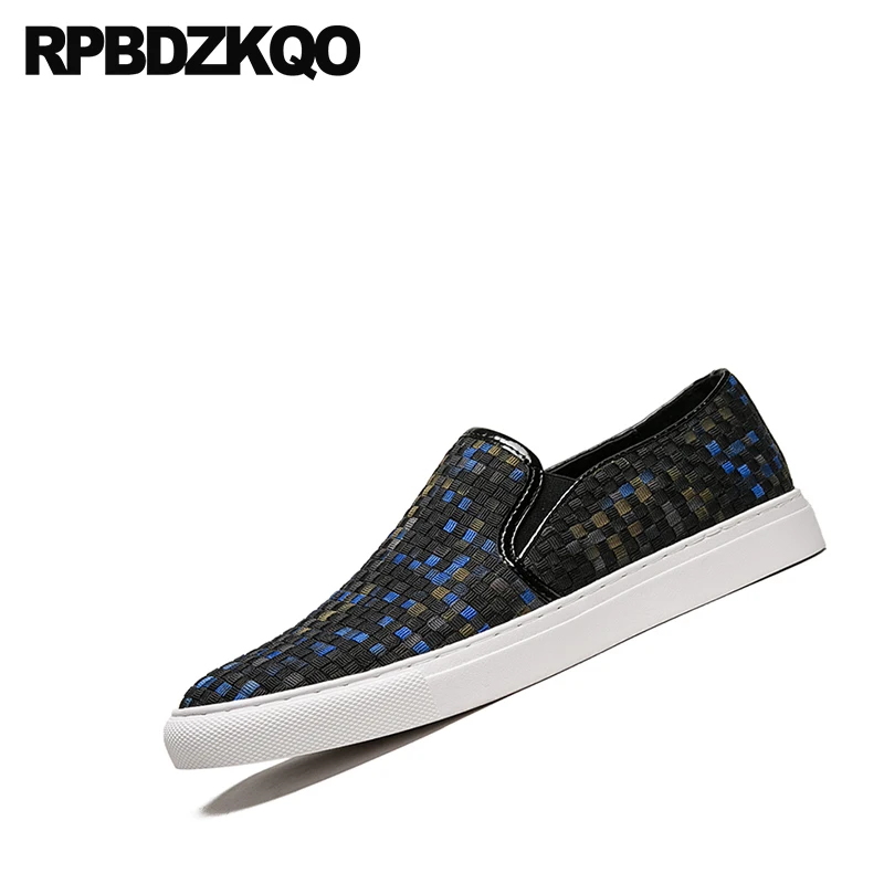 Woven Rubber Knit Designer Shoes Men Luxury 2021 Platform Fashion Braided Blue Slip On Flats Casual Summer Creepers Breathable | Обувь