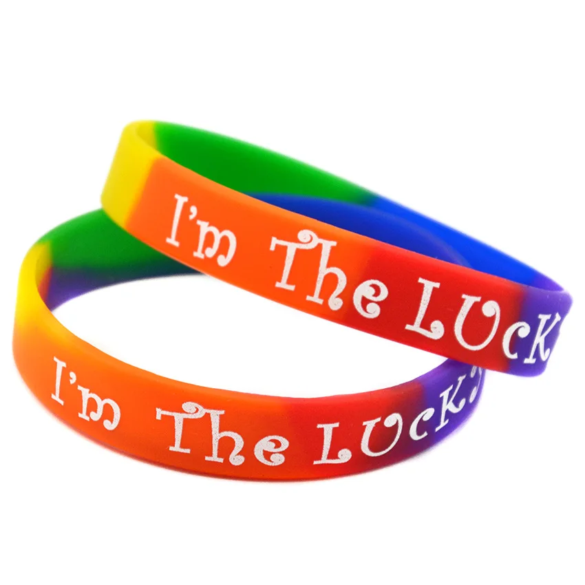 

OBH 50PCS I am the Lucky Bracelet Silicone Wristband Printed Logo