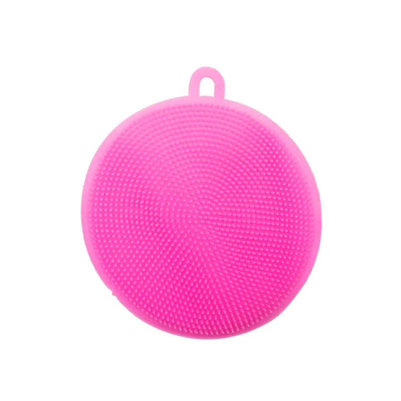 1pcs Pink Силиконовые блюдо губка для мытья, скребок Кухня очистки антибактериальное средство мягкие чистящие салфетки для антибактериальные кисти Кухня инструменты - Цвет: 1pcs Pink