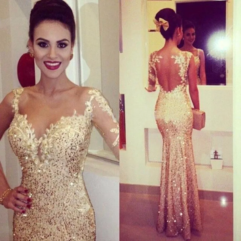 

Gold Sequins Mermaid Prom Dresses 2021 gala jurken One Shoulder Imported Party Dress Open Back Formal Women Gowns