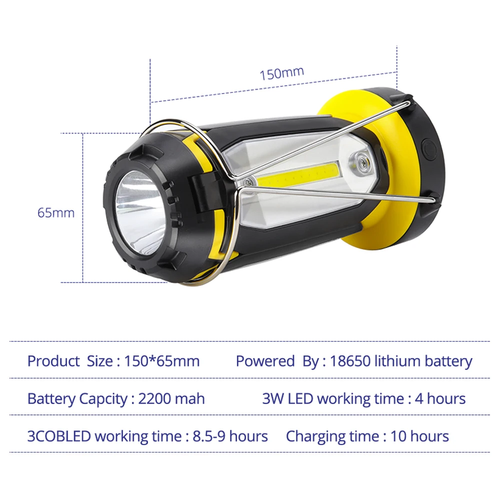 Светодиодный COB перезаряжаемый портативный фонарь XPE Worklight 3 Вт 6 режимов