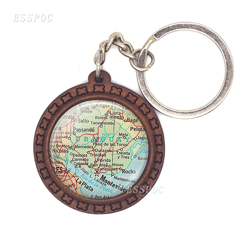 

Creative Picture Santa Fe Map Keychain Wooden Car Accessories Traveler's Best Charm Gift