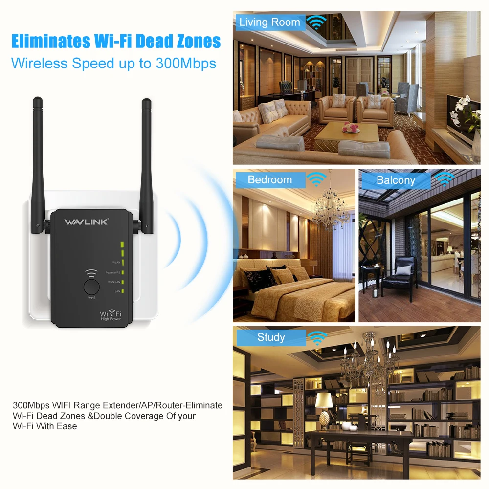 Wavlink Высокая мощность Беспроводной Wi-Fi ретранслятор маршрутизатор Точка доступа AP N300 wifi диапазон расширитель WPS кнопка с 2 внешними антеннами ЕС