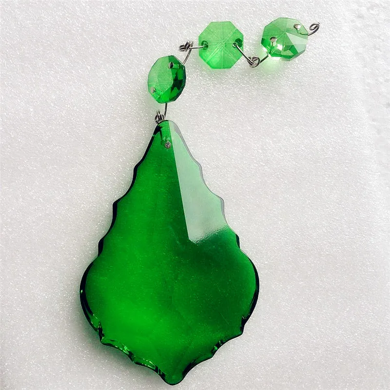 

Beautiful Dark Green 20sets Free Shipping 76mm maple leaf pendants with octagon beads+pin needle chandelier parts for home decor