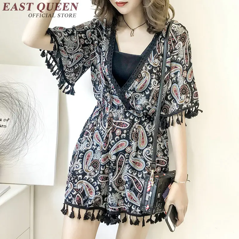 Женский шифоновый комбинезон с бахромой Летний шортами пляжный NN0745 YQ 2018|beach