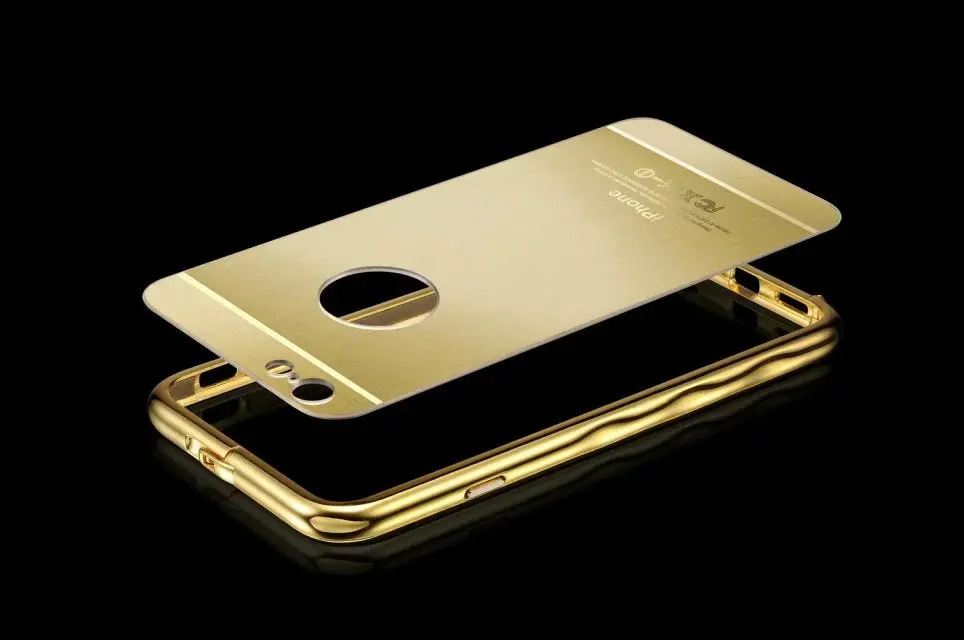 Чехол для iPhone 6 большой задняя часть металл рама серебро золотой зеркало дизайн
