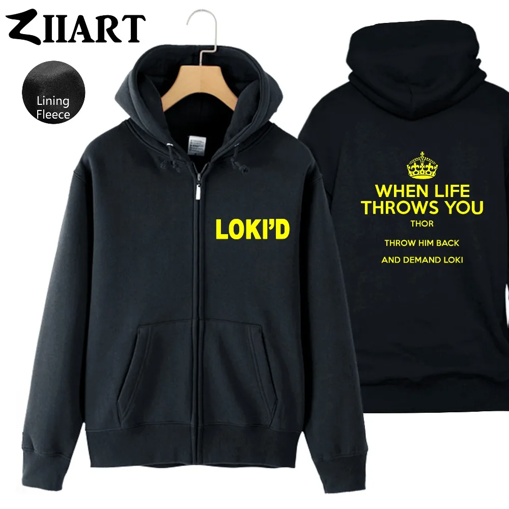 Женский армейский шлем Loki флисовое пальто на молнии с капюшоном и надписью God Of