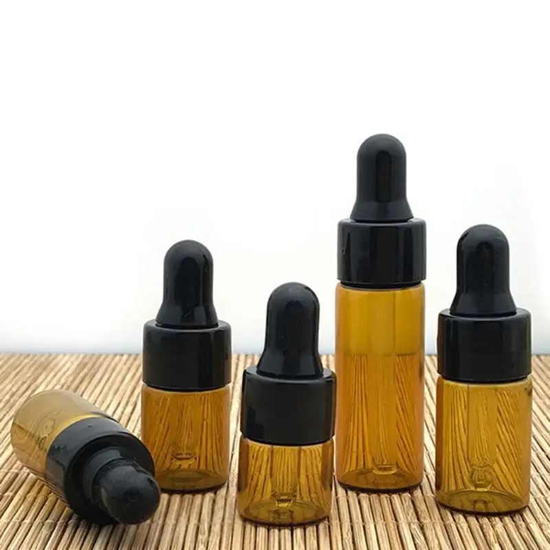 10 шт. флаконы-капельки из янтарного стекла с черной крышкой для образцов эфирных