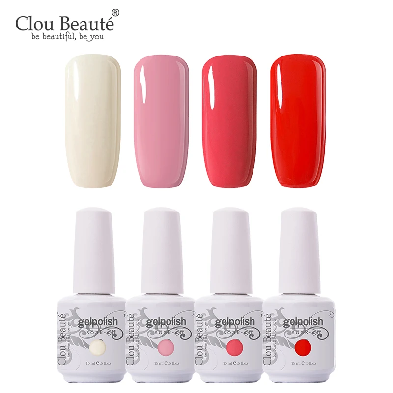 Clou Beaute УФ-гель для ногтей база Fundation для ногтей верхнее покрытие Гель-лак полуперманентные эмалы гель замочить от краски для ногтей - Цвет: 4PCSZH14