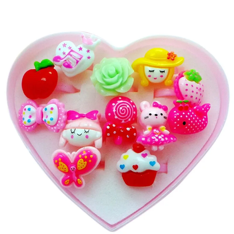 12 шт. детские милые разноцветные силиконовые картонные кольца набор колец в виде