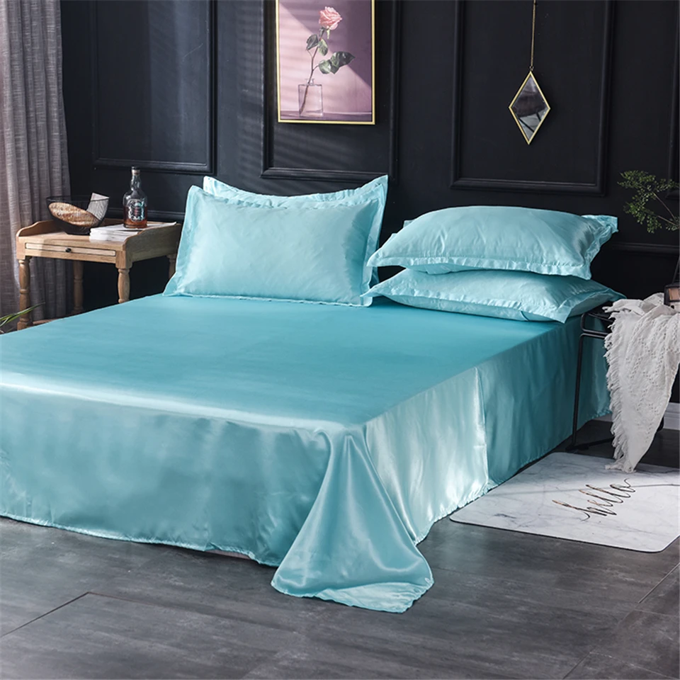 Lowdream чистый шелк розовый плоский лист шелковистая здоровая простыня queen King size для взрослых и детей постельное белье Домашний текстиль 1 шт