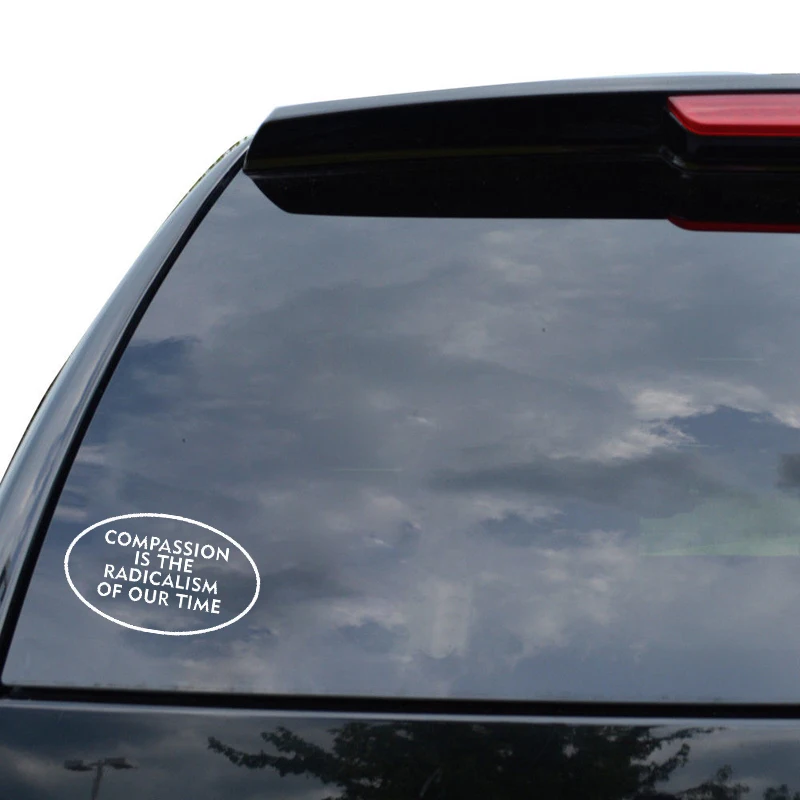 QYPF 17.8CM*10.7CM Compassion Is The Radicalism Of Our Time Yin Yang Vinyl Car Motorcycle Sticker Decal Black Sliver C17-000173 |