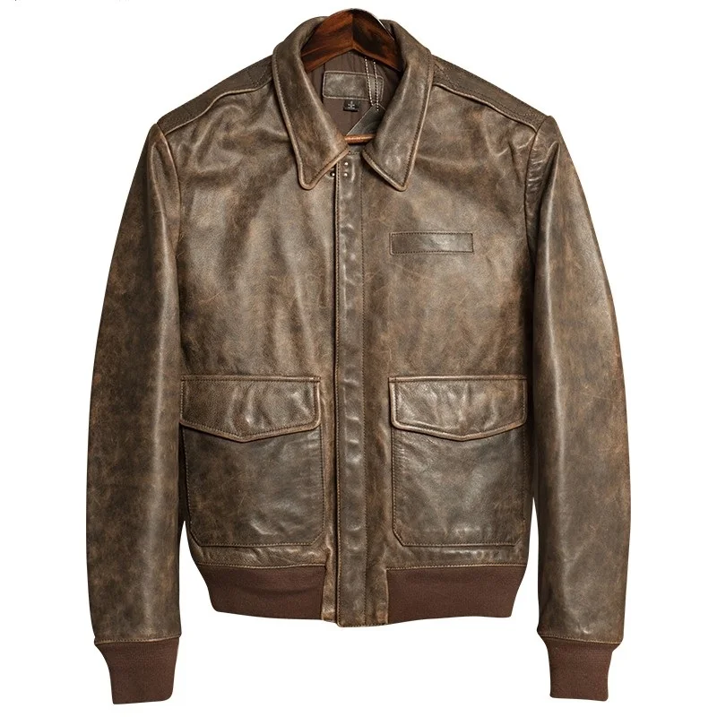 Free shipping,quality Brand men genuine leather Jackets,classic A2 vintage cowhide jacket,quality.sales man,sales
