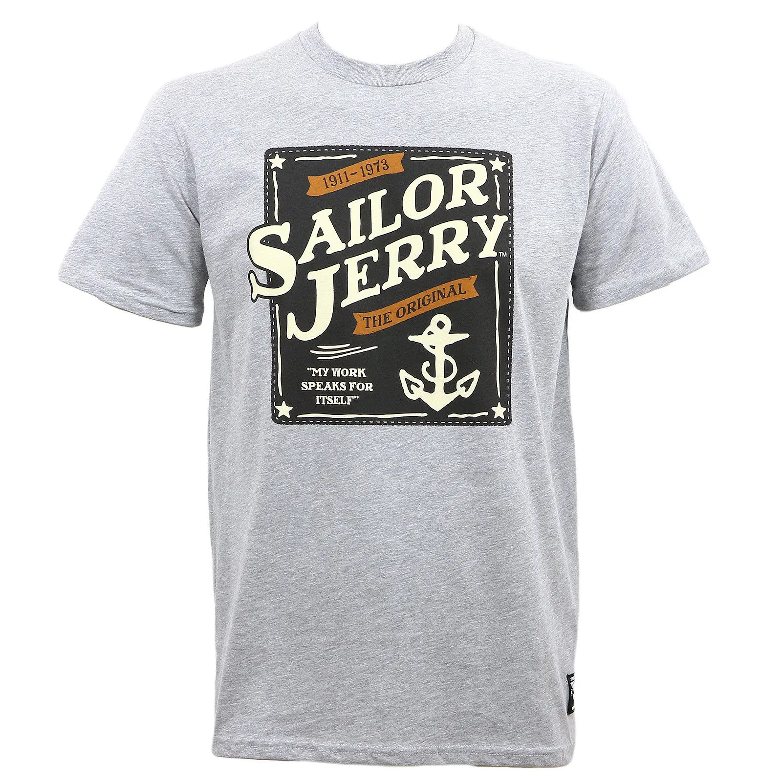 SAILOR JERRY татуировки наша печать якорь логотип серый меланж Slim Fit Футболка S 3XL новая