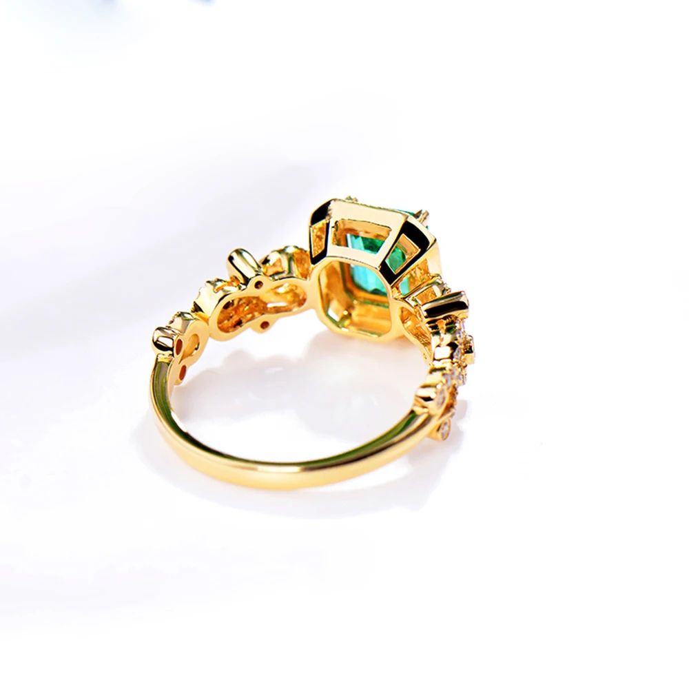 AEAW 14k желтое золото 0.8ct натуральный изумруд sdie 0.4ct настоящее кольцо с бриллиантом