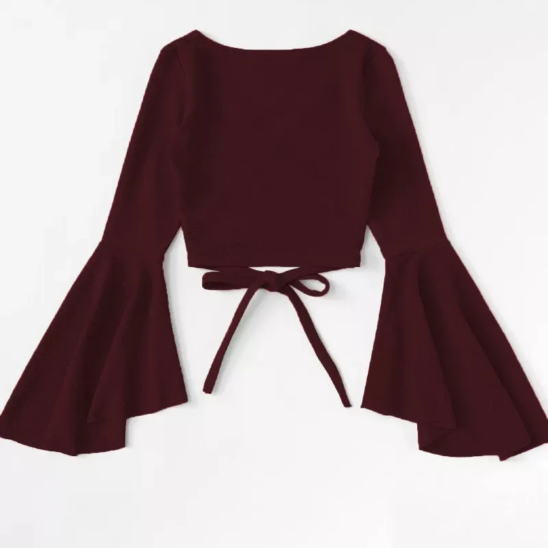 Уличная футболка с длинным рукавом Топ Для женщин рубашки повязки Chemise Femme