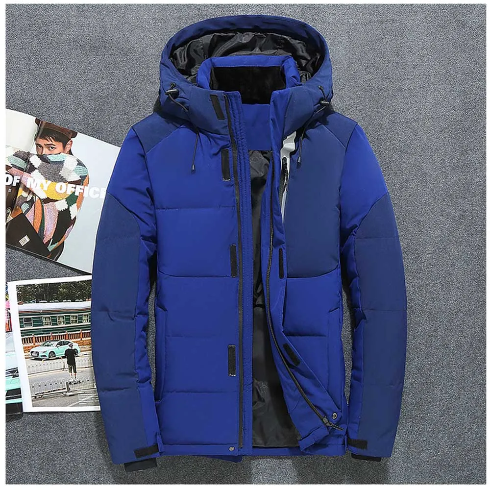 Blue color Новинка, Мужская Зимняя Толстая куртка на утином пуху, мужская куртка с капюшоном, водонепроницаемая зимняя куртка, теплая Качественная мужская повседневная верхняя одежда, пуховики, парки - Цвет: Blue color
