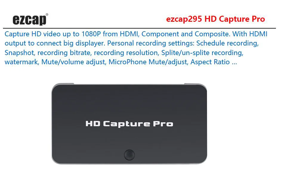 Ezcap295 HDMI 1080P Карта видеозахвата донгл ТВ воспроизведение для Xbox PS4 телеприставка ТВ-шоу PC игра Запись OBS прямая трансляция