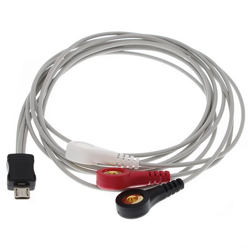 Штекер для Android ЭКГ HOLTER цельный 3 проводной кабель и свинцовый провод AHA или IEC snap