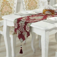 sbb european style dark color luxurious embroidery tea table long decorative table runner flag mediterranean sea non slip linen