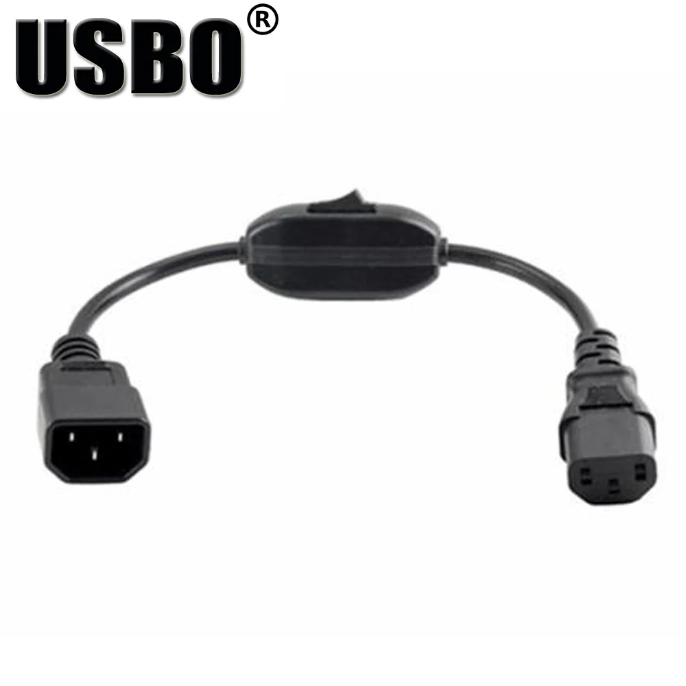Черный Удлинительный шнур 0 3 м из ПВХ и меди IEC320 C13 к C14 10 А независимый