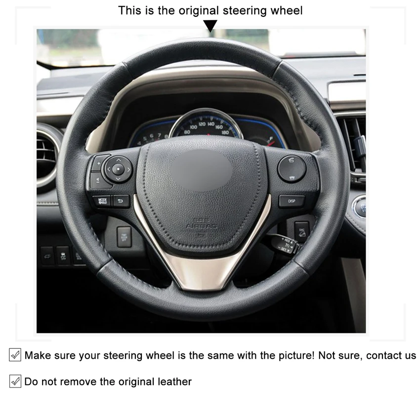 Черный чехол рулевого колеса автомобиля MEWANT из натуральной кожи для Toyota RAV4 Corolla