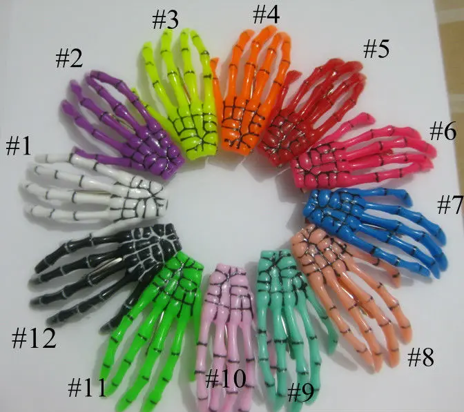 Женская заколка для волос 12 шт./лот в готическом стиле|skeleton hand|hair clips skullhand hair clip |