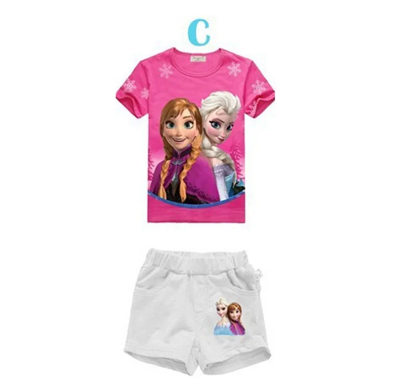 Комплекты летней одежды для маленьких девочек футболка с мультяшной принцессой +