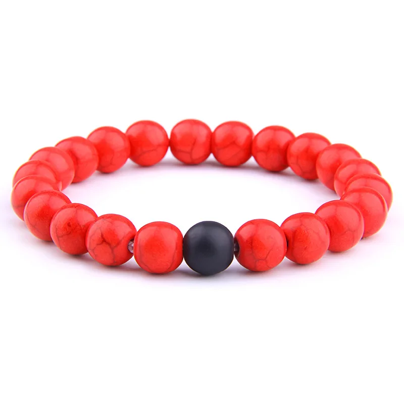 Модный браслет на пару дистанций натуральная бирюза оникс бусины с подвесками