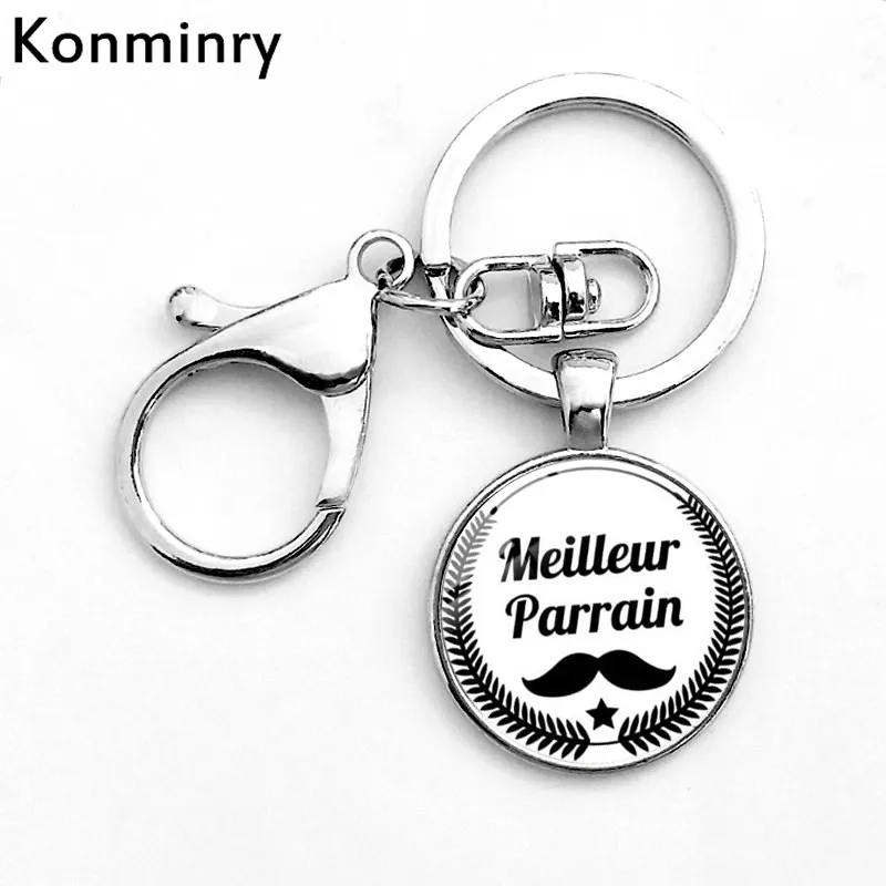 Konminry Hook Meilleur Parrain стеклянный брелок стеклянная подвеска супер ТАТА тонтон французские буквы искусство Дизайн брелка цепь ювелирные изделия - Цвет: 9