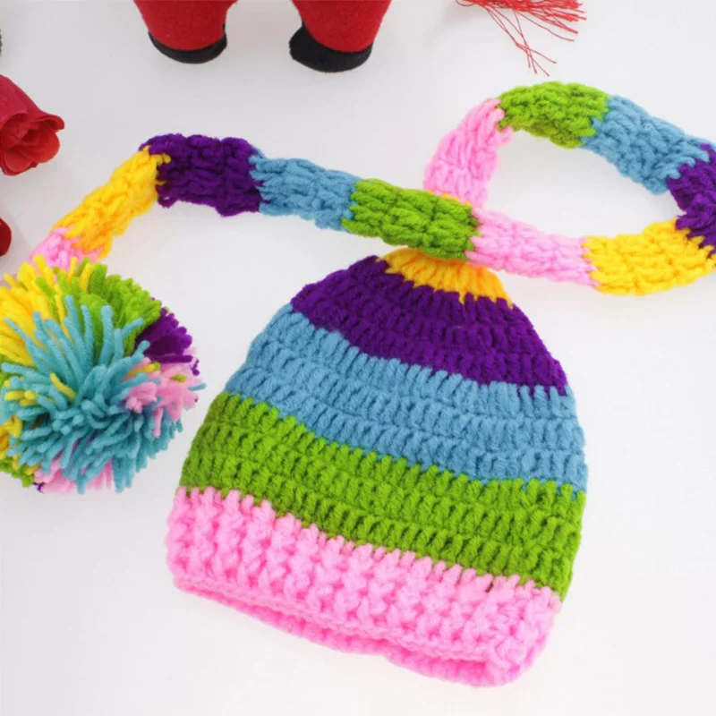 Baby photography prop new born baby pom hat with long tail shooting fotografie newborn photo accessories infant picture | Детская одежда