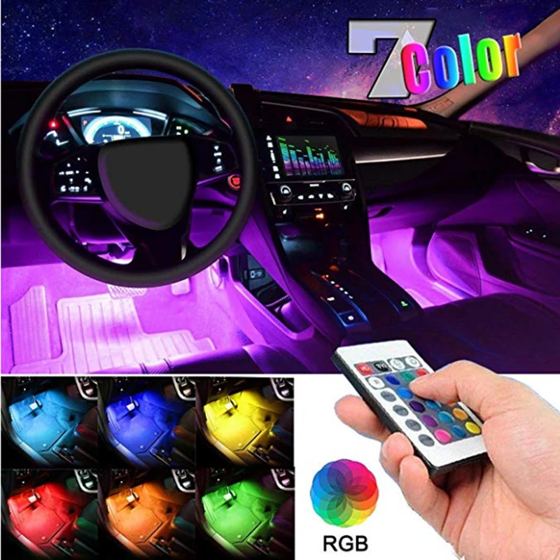 Светодиодные ленты RGB для автомобиля декоративные цвета атмосферные лампы