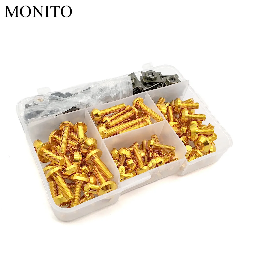 Gold Мотоциклов обтекателя Болты набор гаек тела болты закрепительные для Suzuki GSXR400 GT250 GT550 RG500 RGV250 VS800 VZ800 аксессуары - Цвет: Gold