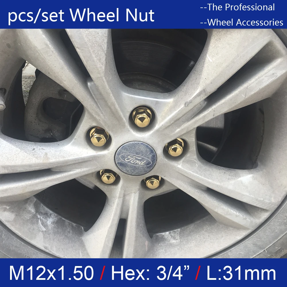 16 шт. шестигранные золотистые гайки M12 x 1 5 для liga abrir roda para FIESTA ford FOCUS Turnier KA MONDEO KUGA