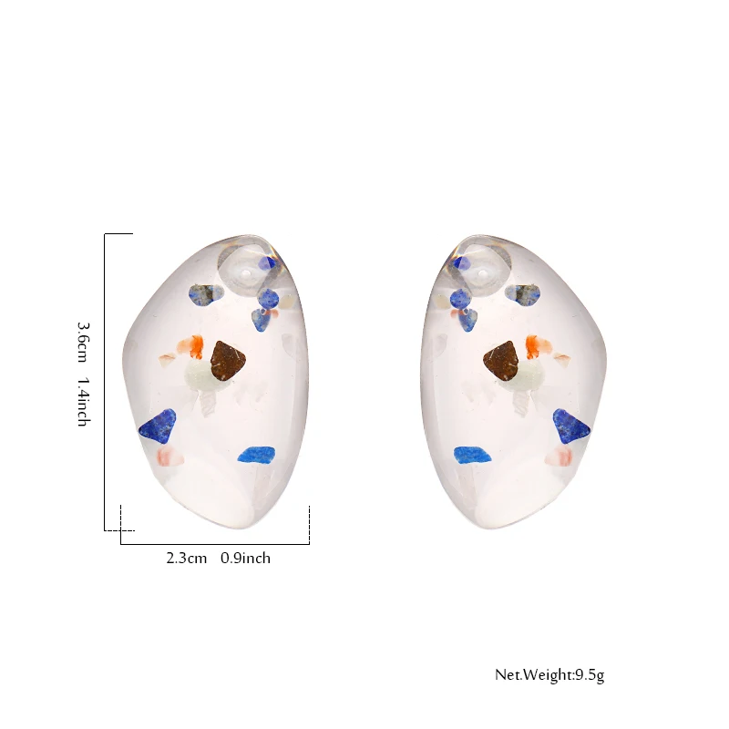 Yhpup Модные серьги-гвоздики из смолы ацетата и акрила случайного цвета в геометрическом стиле, простой дизайн, украшения в форме заявления, для женщин.