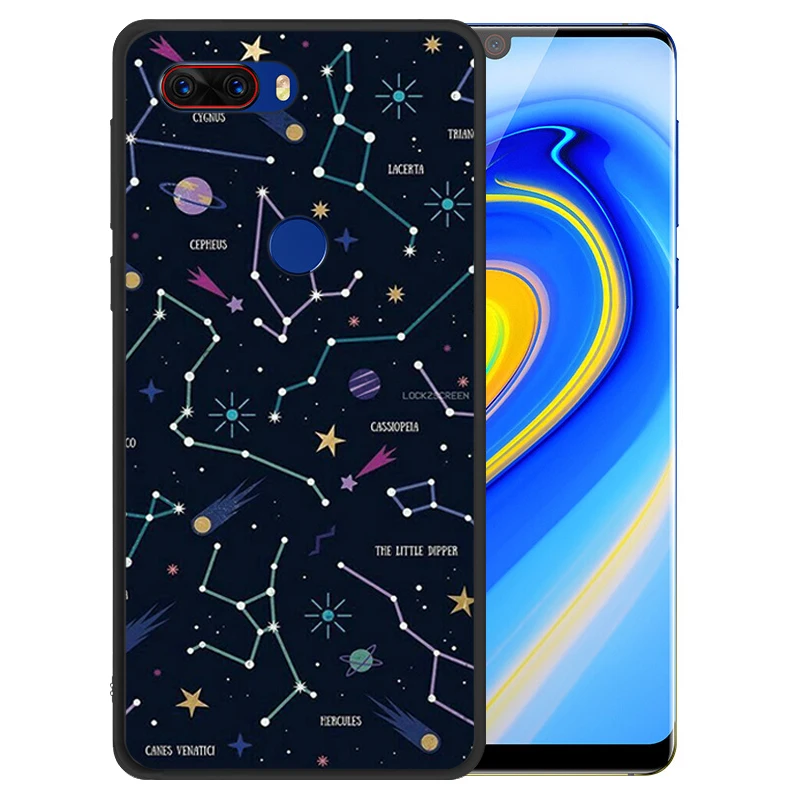 Мягкий силиконовый черный чехол для Nubia Z18 Mini прочный с принтом рисования |