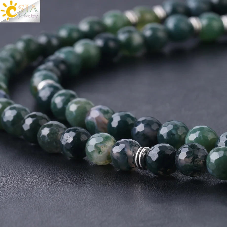 Многогранный браслет с агатами CSJA 10 мм 108 Mala зеленый бисер на запястье четки
