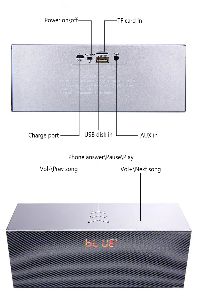 Портативный Bluetooth динамик сабвуфер стерео мини беспроводной динамик s Усилитель для телефона компьютера 3,5 мм микрофон Регулятор громкости