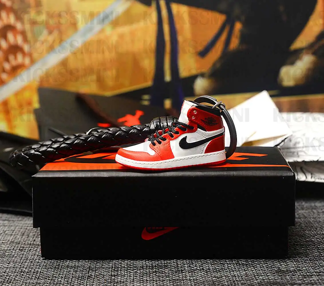 DIY Джордан Ретро OG Air Jordan 1 OG "Chicago" 3D кроссовок фигурный брелок сумка коробка Подвеска для пары Кукла аксессуар