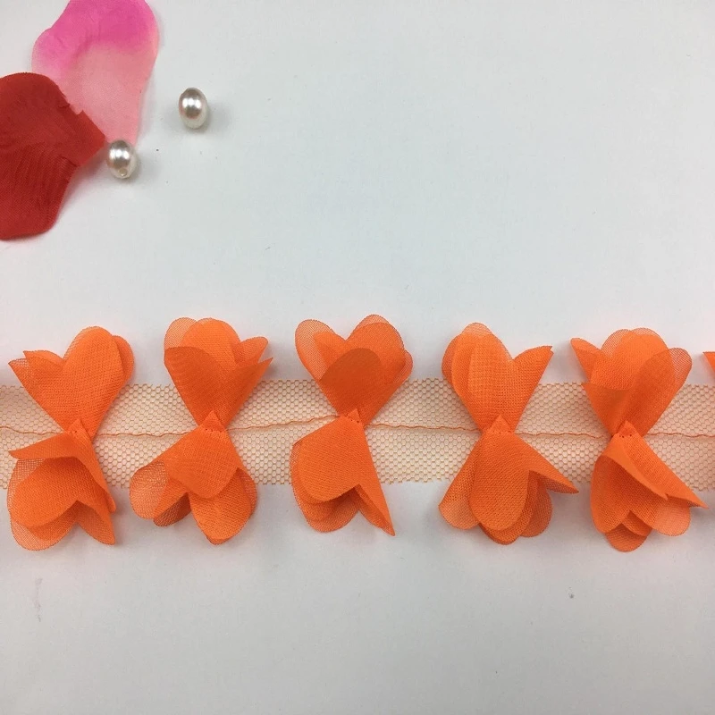 Многоцветный красивый шифон 3D кружевной отделкой ткани украшения DIY аксессуары