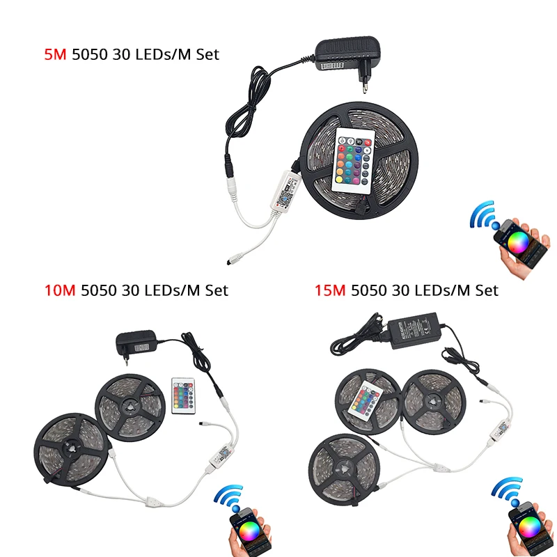 5 м 5050 RGB Светодиодная лента Водонепроницаемая 60 светодиодов/м 10 15 пульт